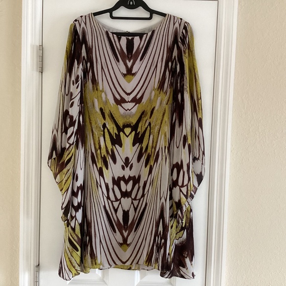 Anthropologie Leifsdottir Sarita Silk Swing Dress Bell Sleeves Abstract Print - Picture 6 of 13